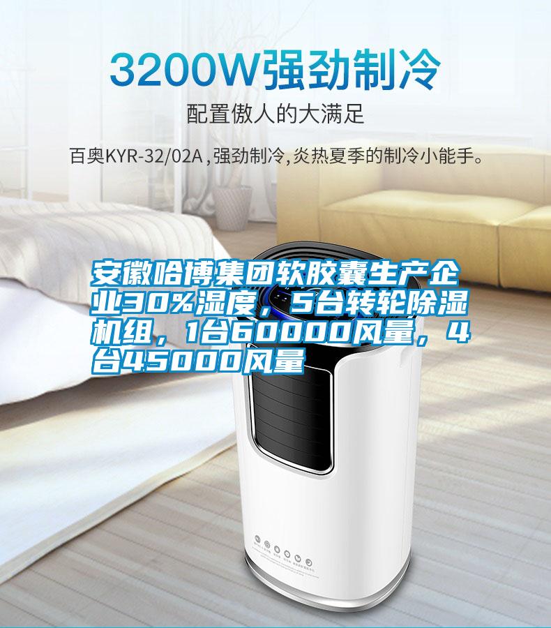 安徽哈博集團(tuán)軟膠囊生產(chǎn)企業(yè)30%濕度，5臺(tái)轉(zhuǎn)輪除濕機(jī)組，1臺(tái)60000風(fēng)量，4臺(tái)45000風(fēng)量